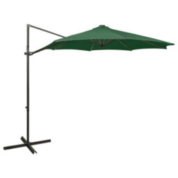 Berkfield Cantilever Umbrella With Pole And Led Lights Green 300 Cm - thumbnail 1