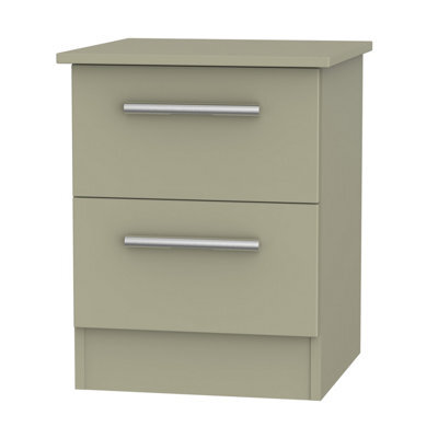 Trent 2 Drawer Compact Bedside Cabinet In Mushroom & Mushroom Matt (Ready Assembled) - image 1