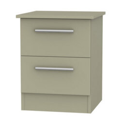 Trent 2 Drawer Compact Bedside Cabinet In Mushroom & Mushroom Matt (Ready Assembled) - thumbnail 1