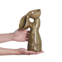 Beliani Flower Vase Calamus Stoneware 28 Cm Green - thumbnail 5
