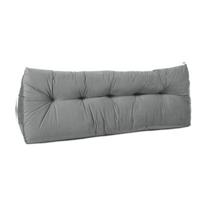 Lancashire Textiles Luxury Velvet Double Bed Triangular Wedge Bedroom Headboard Grey Cushion 20 X 50 X 135Cm - image 1