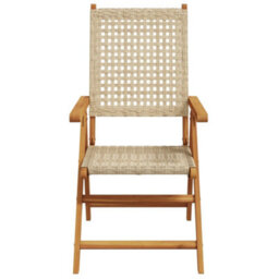 Berkfield 7 Piece Garden Dining Set Beige Poly Rattan And Solid Wood - thumbnail 4