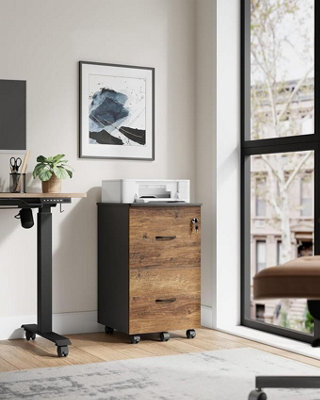 LEDREM 2-Drawer File Cabinet,locking Filing Cabinet,small Rolling File Cabinet,printer Stand,assembly Required,brown And Black - image 1