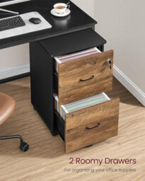 LEDREM 2-Drawer File Cabinet,locking Filing Cabinet,small Rolling File Cabinet,printer Stand,assembly Required,brown And Black - thumbnail 6