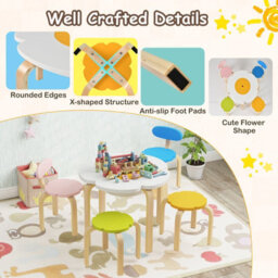 Gainoom Flower-Shaped Children Table Set Colorful Wooden Play And Activity Table - thumbnail 8