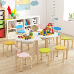 Gainoom Flower-Shaped Children Table Set Colorful Wooden Play And Activity Table - thumbnail 4
