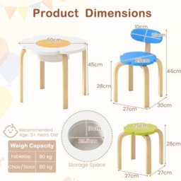 Gainoom Flower-Shaped Children Table Set Colorful Wooden Play And Activity Table - thumbnail 2