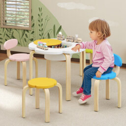 Gainoom Flower-Shaped Children Table Set Colorful Wooden Play And Activity Table - thumbnail 3