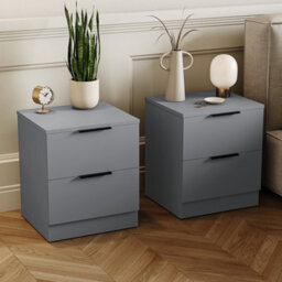 Lassic Vida Designs Trega 4 Piece Bedroom Set (2 Drawer Bedside Chest X2, 4 Drawer Chest, 2 Door 2 Drawer Wardrobe) Grey - thumbnail 4