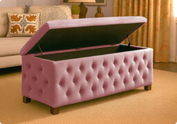 150Cm Wide Empire Ottoman Storage Box With Legs, Pink Velvet Chesterfield Upholstered Ottoman Footstool Coffee Table - thumbnail 5