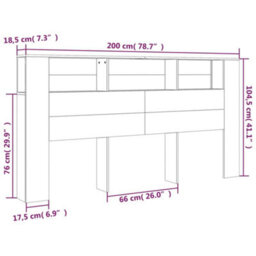 Walplus Headboard Cabinet Smoked Oak 200X18.5X104.5 Cm - thumbnail 7