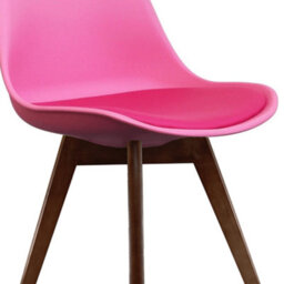 Fusion Living Soho Bright Pink Plastic Dining Chair With Squared Dark Wood Legs - thumbnail 3
