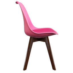 Fusion Living Soho Bright Pink Plastic Dining Chair With Squared Dark Wood Legs - thumbnail 7