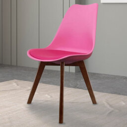 Fusion Living Soho Bright Pink Plastic Dining Chair With Squared Dark Wood Legs - thumbnail 2