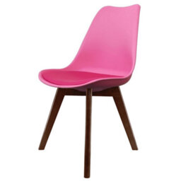 Fusion Living Soho Bright Pink Plastic Dining Chair With Squared Dark Wood Legs