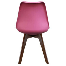 Fusion Living Soho Bright Pink Plastic Dining Chair With Squared Dark Wood Legs - thumbnail 4