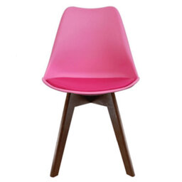 Fusion Living Soho Bright Pink Plastic Dining Chair With Squared Dark Wood Legs - thumbnail 6