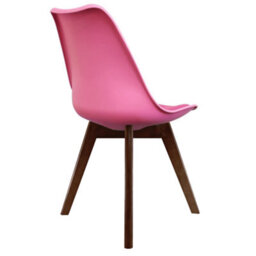 Fusion Living Soho Bright Pink Plastic Dining Chair With Squared Dark Wood Legs - thumbnail 5