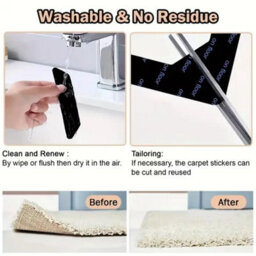8 Piece Anti Slip Rug Grippers Reusable Double Sided Carpet Holders For Home Floors - thumbnail 3
