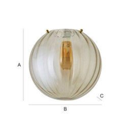Valuelights Chessy Amber Tinted Ribbed Glass Globe Easy Fit Ceiling Light Shade And Bulb (D)25Cm - thumbnail 9