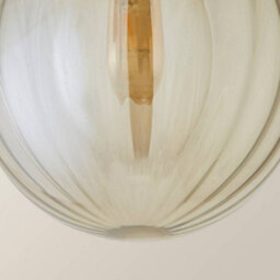 Valuelights Chessy Amber Tinted Ribbed Glass Globe Easy Fit Ceiling Light Shade And Bulb (D)25Cm - thumbnail 6