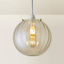 Valuelights Chessy Amber Tinted Ribbed Glass Globe Easy Fit Ceiling Light Shade And Bulb (D)25Cm - thumbnail 4