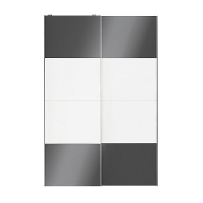 GoodHome Atomia Contemporary Panelled Without Mirror Doors Anthracite & White High Gloss & Matt 2 Door Sliding Wardrobe Door Kit (H)2250mm (W)1500mm - image 1