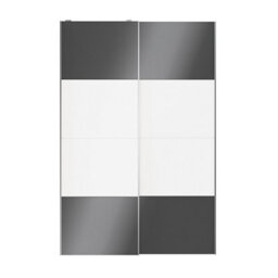 GoodHome Atomia Contemporary Panelled Without Mirror Doors Anthracite & White High Gloss & Matt 2 Door Sliding Wardrobe Door Kit (H)2250mm (W)1500mm - thumbnail 1