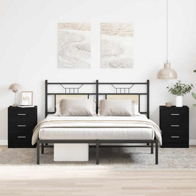 Berkfield Bedside Cabinets 2 Pcs Black Oak 38X35X55 Cm Engineered Wood - image 1