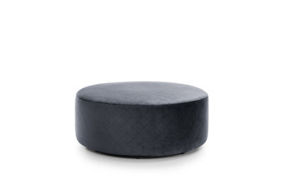 Abakus Direct Chicago Velvet Large Quilted Swivel Footstool Chair In Dark Grey - image 1