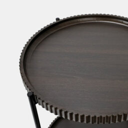 Ohs Ribbed Two-Layer Tray Side Table Engineered Wood End Tables - Dark Wood - thumbnail 4