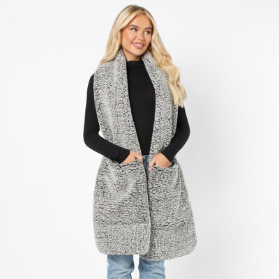 OHS Teddy Fleece Scarf Long Thermal Soft Pockets Hand Neck Warmer Marl, Charcoal - image 1