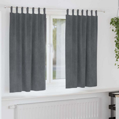 Berkfield Blackout Curtains With Hanging Loops 2 Pcs Super Light Grey Velvet - image 1