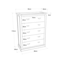Cabinet Bits Cosenza 5 Drawer Chest Of Drawers Chrome Cup Handle - thumbnail 2