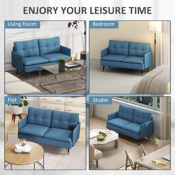 Wyld Haus Mado 2-Seater Fabric Sofa Dark Blue - Button Tufted, Steel Legs, 139Cm - thumbnail 7