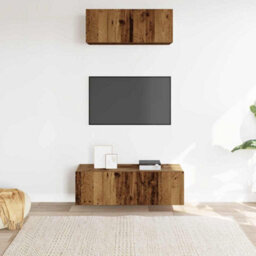 Berkfield 2 Piece Tv Cabinet Set Wall-Mounted Old Wood Engineered Wood - thumbnail 3