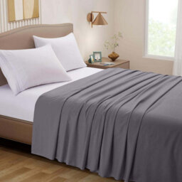 Ameha Flat Sheet 100% Egyptian Cotton Bedsheet Breathable Non Iron Fade Resistant Hotel Quality Grey Double Size 225X275 Cm - thumbnail 3