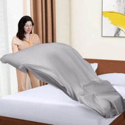 Ameha Flat Sheet 100% Egyptian Cotton Bedsheet Breathable Non Iron Fade Resistant Hotel Quality Grey Double Size 225X275 Cm - thumbnail 5