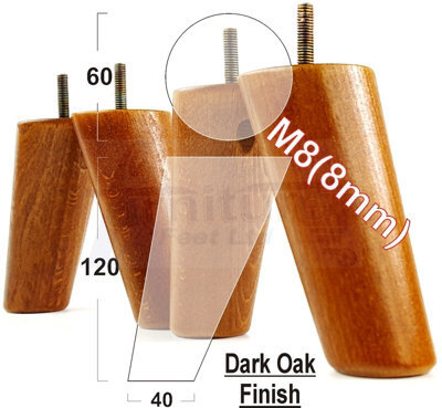 L&F Wood Furniture Feet 120mm High Dark Oak Replacement Furniture Legs Set Of 4 Sofa Chair Stool M8 - image 1