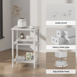 White Side Table, Bedside Table, End Table, Sofa Table, Height Adjustable - thumbnail 5