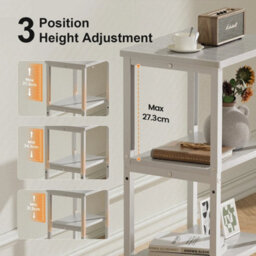 White Side Table, Bedside Table, End Table, Sofa Table, Height Adjustable - thumbnail 4