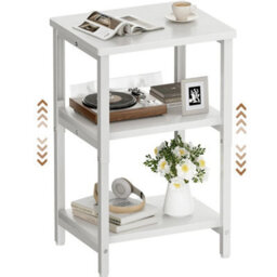 White Side Table, Bedside Table, End Table, Sofa Table, Height Adjustable - thumbnail 2