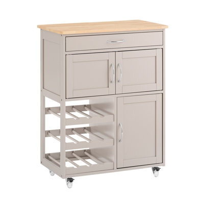 Sobuy Fkw45-Ka, Sobuy Kitchen Trolley Storage Trolley Kitchen Storage Cabinet With Rubber Wood Worktop,w67Xd37.5Xh86.5 - image 1