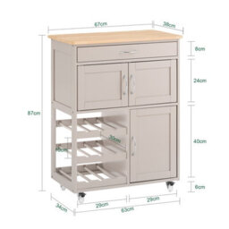 Sobuy Fkw45-Ka, Sobuy Kitchen Trolley Storage Trolley Kitchen Storage Cabinet With Rubber Wood Worktop,w67Xd37.5Xh86.5 - thumbnail 3