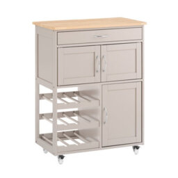 Sobuy Fkw45-Ka, Sobuy Kitchen Trolley Storage Trolley Kitchen Storage Cabinet With Rubber Wood Worktop,w67Xd37.5Xh86.5 - thumbnail 1
