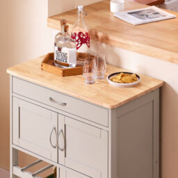 Sobuy Fkw45-Ka, Sobuy Kitchen Trolley Storage Trolley Kitchen Storage Cabinet With Rubber Wood Worktop,w67Xd37.5Xh86.5 - thumbnail 4