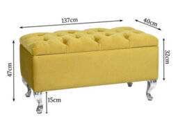 Londona 137Cm Chesterfield Ottoman Storage Bench - Plush Velvet Shoe Bench - Mustard Gold Upholstery Footstool With Storage - thumbnail 2