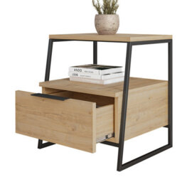 Decortie Pal Modern Bedside Table With Drawer Oak 45Cm Width Bedroom Furniture - thumbnail 5