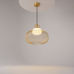 Luminosa Lighting Luminosa Levitation Modern 35Cm Wire Frame Pendant Ceiling Light Brass 1Xg9 White Shade - thumbnail 2