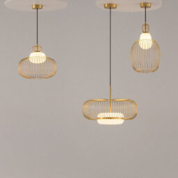 Luminosa Lighting Luminosa Levitation Modern 35Cm Wire Frame Pendant Ceiling Light Brass 1Xg9 White Shade - thumbnail 3